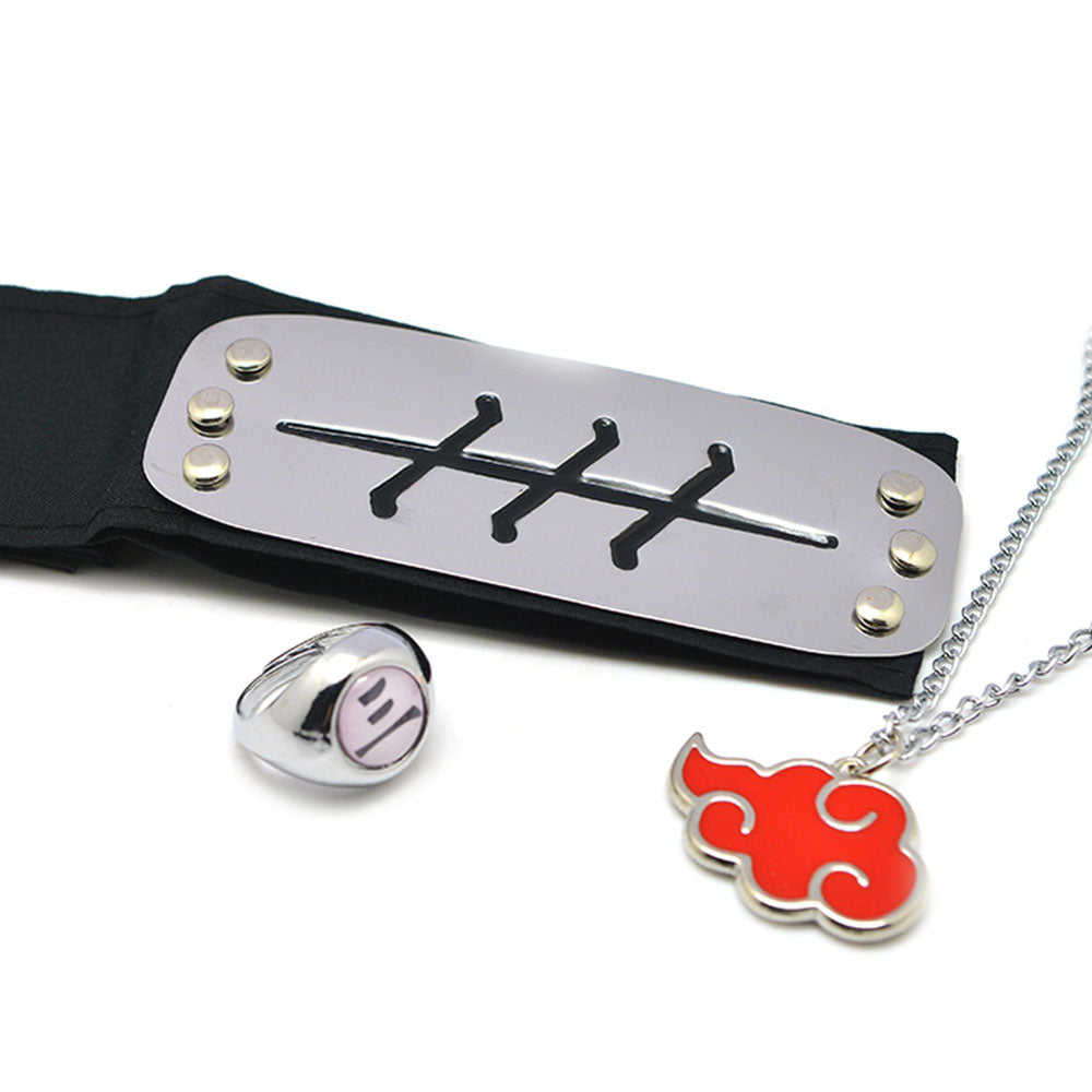 Akatsuki Itachi Uchiha Pain Pein Sasori Orochimaru Kakuzu Konan Kisame Hoshigaki Deidara Hidan Halloween Ring Necklace Headband Cosplay Accessory Prop