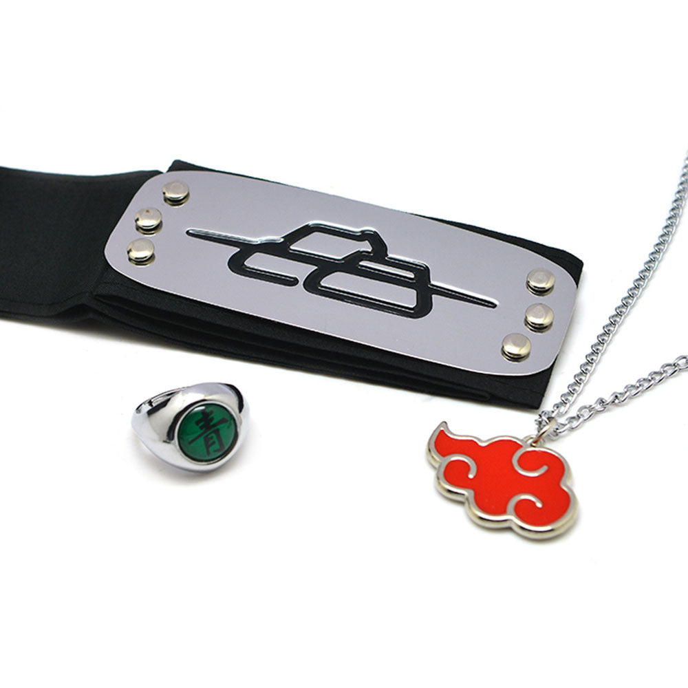 Akatsuki Itachi Uchiha Pain Pein Sasori Orochimaru Kakuzu Konan Kisame Hoshigaki Deidara Hidan Halloween Ring Necklace Headband Cosplay Accessory Prop