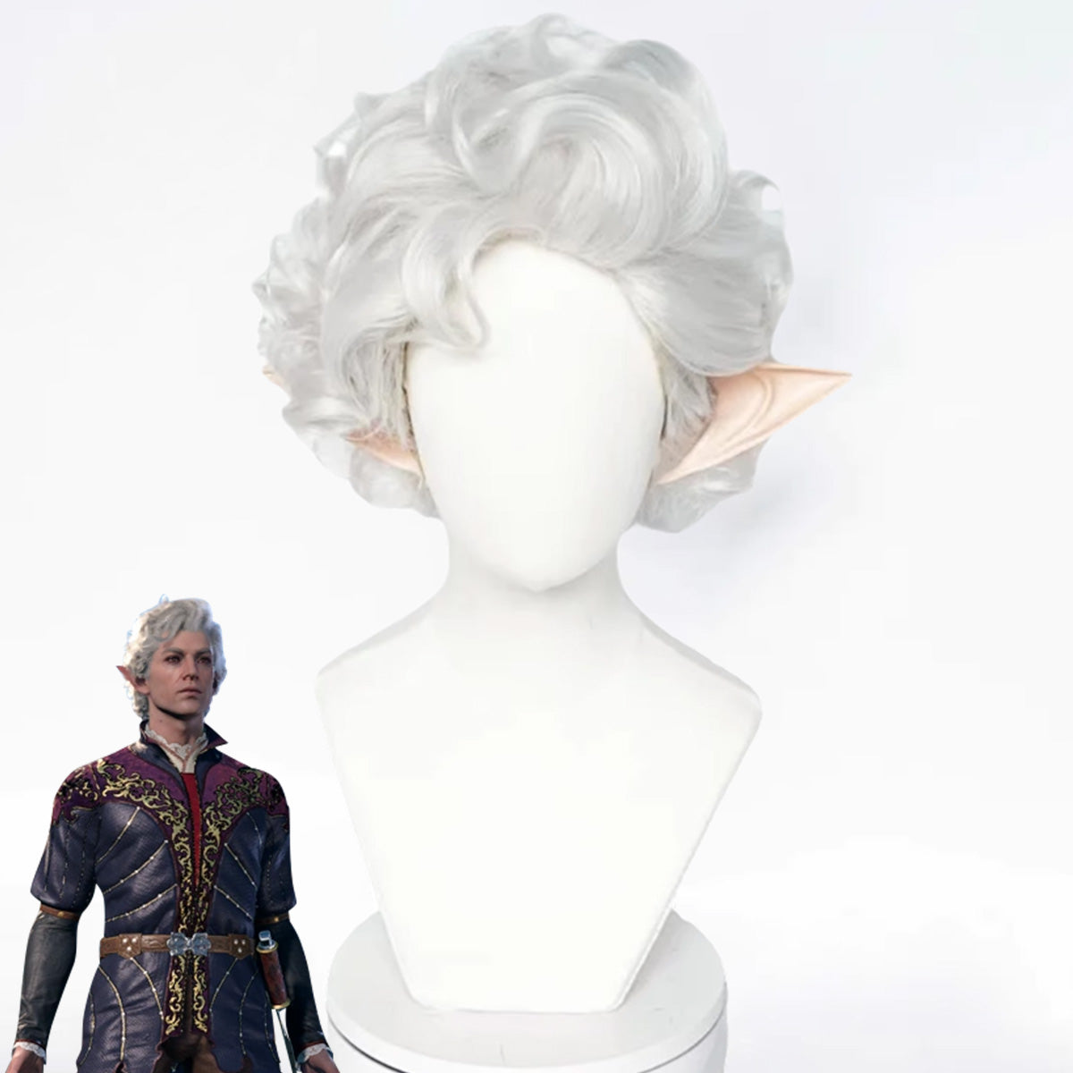 BG3 Baldur's Gate III Astarion White Cosplay Wig