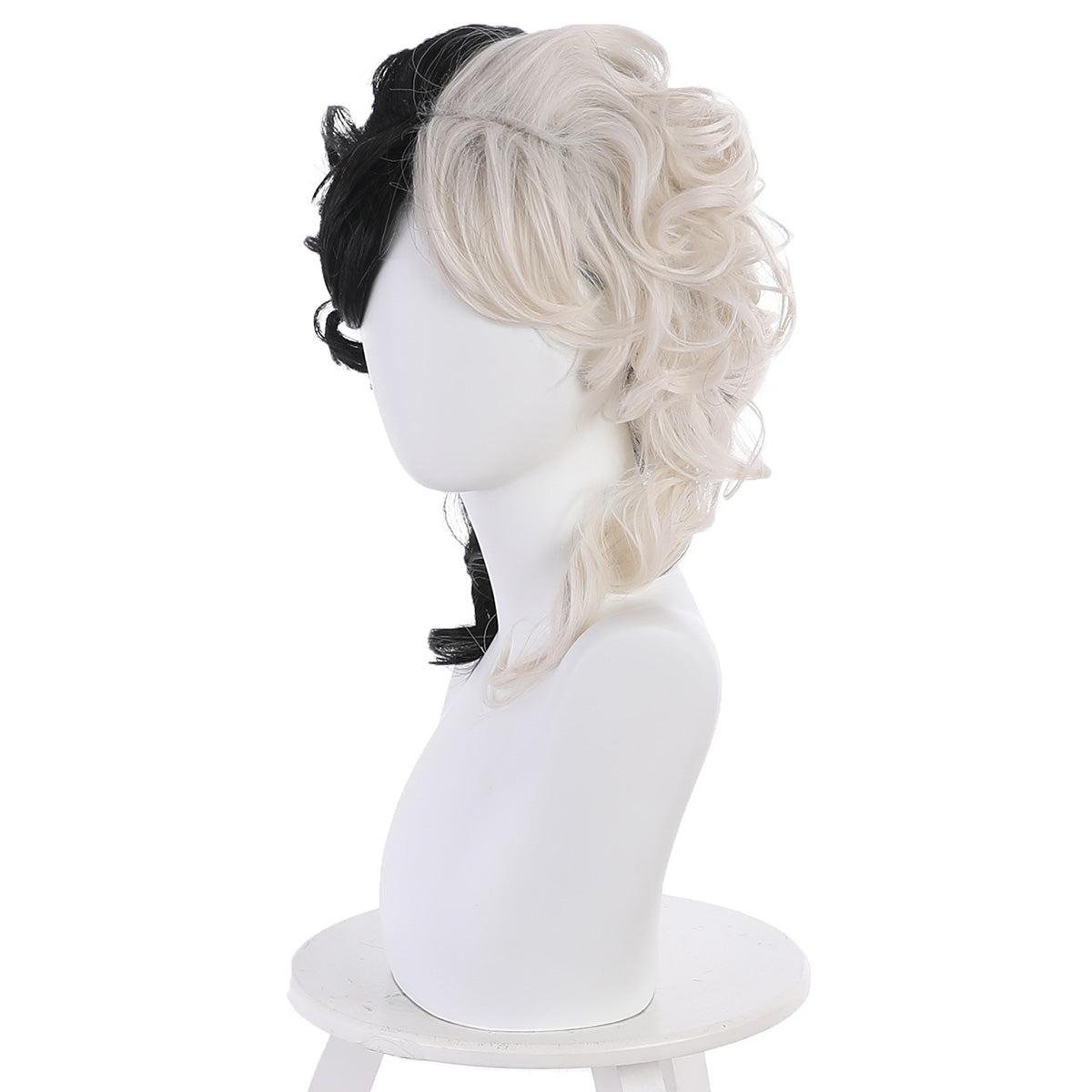 Disney Movie Cruella de Vil Black Silver Cosplay Wig D Edition