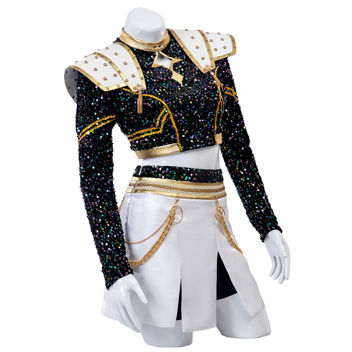 Kpop Demon Hunters Zoey Golden Black Dance Outfit Cosplay Costume-No Boots
