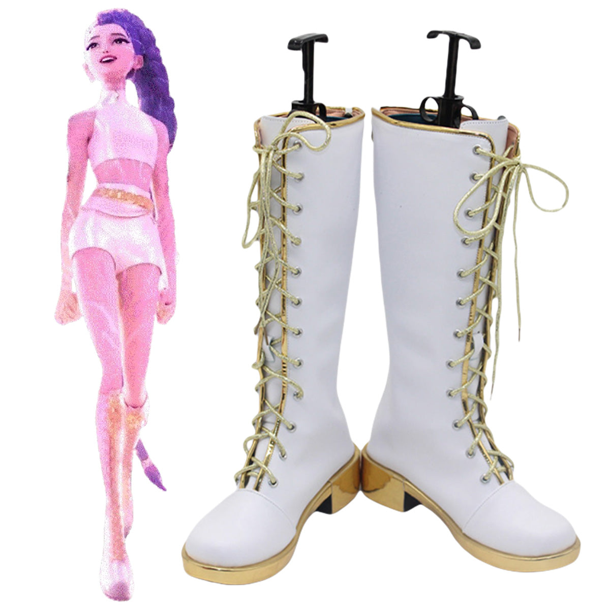 Kpop Demon Hunters What It Sounds Like Rumi White Shoes Cosplay Boots
