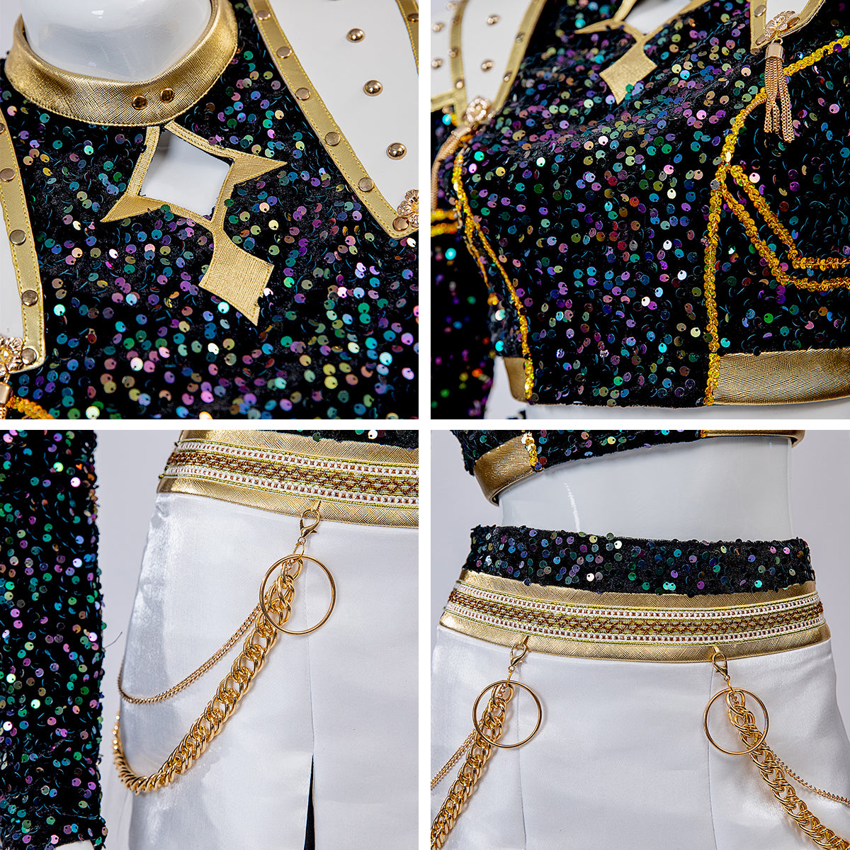 Kpop Demon Hunters Zoey Golden Black Dance Outfit Cosplay Costume-No Boots