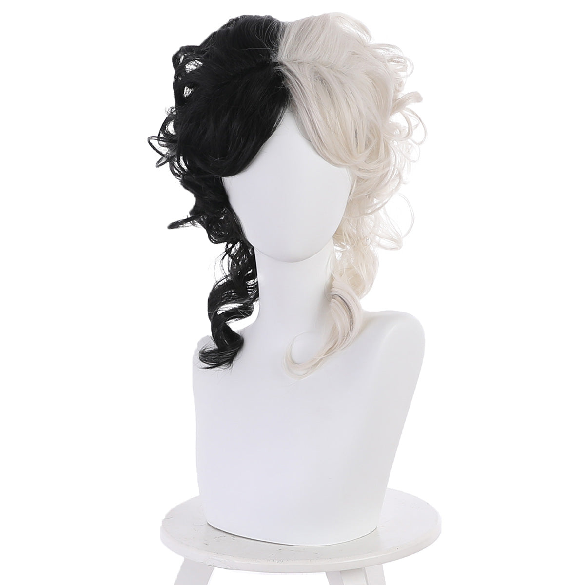 Disney Movie Cruella de Vil Black Silver Cosplay Wig D Edition