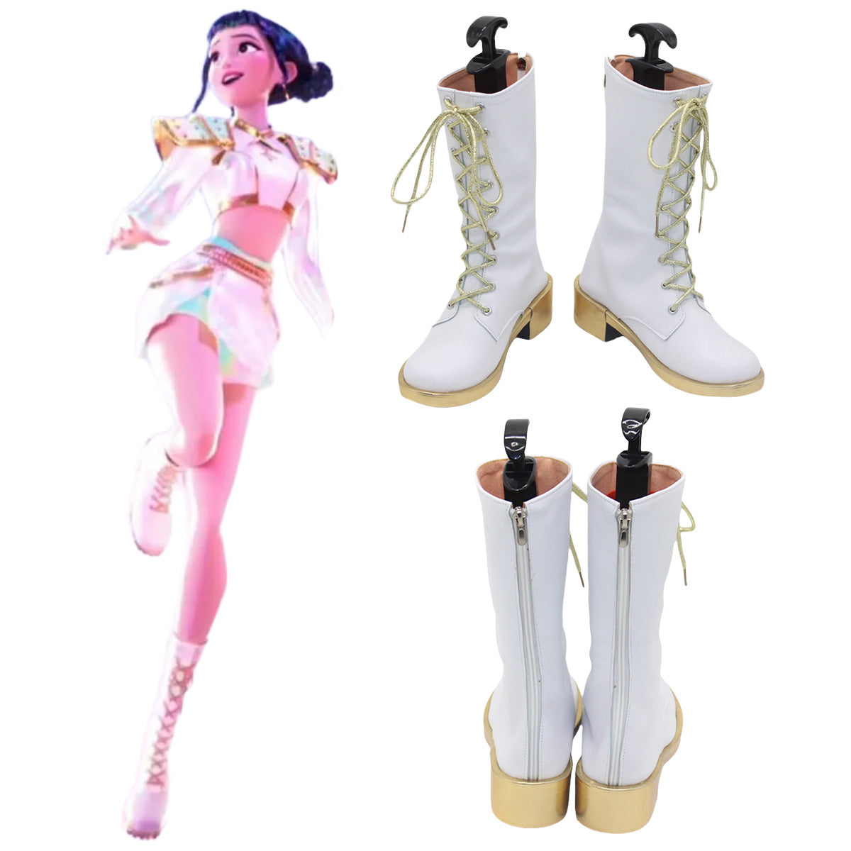 Kpop Demon Hunters What It Sounds Like Zoey White Cosplay Shoes
