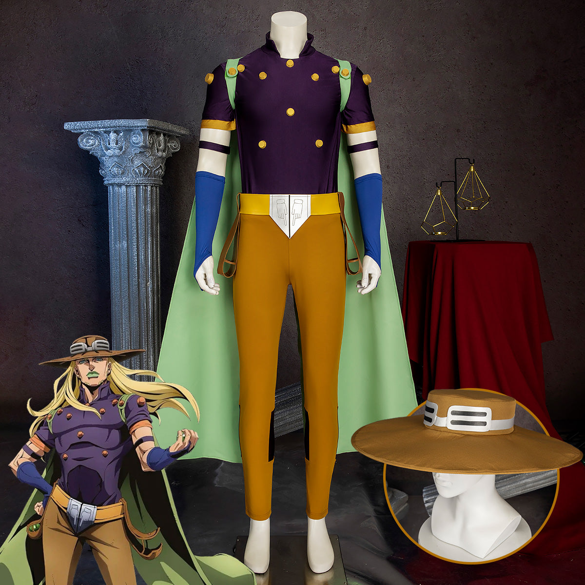 JoJo's Bizarre Adventure: Steel Ball Run Anime Gyro Zeppeli Cosplay Costume