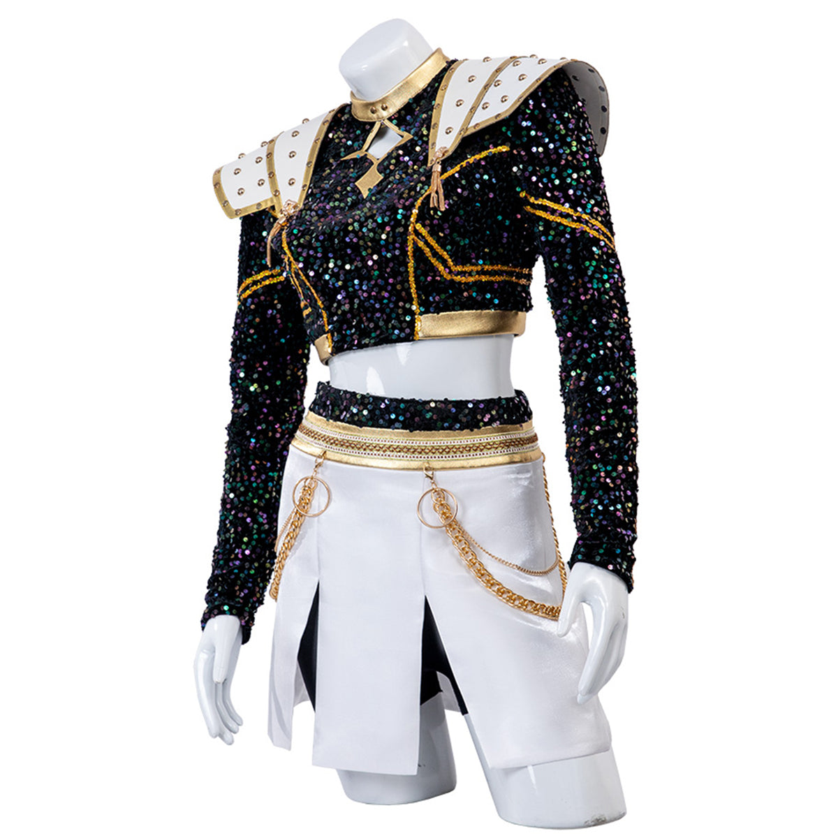 Kpop Demon Hunters Zoey Golden Black Dance Outfit Cosplay Costume-No Boots