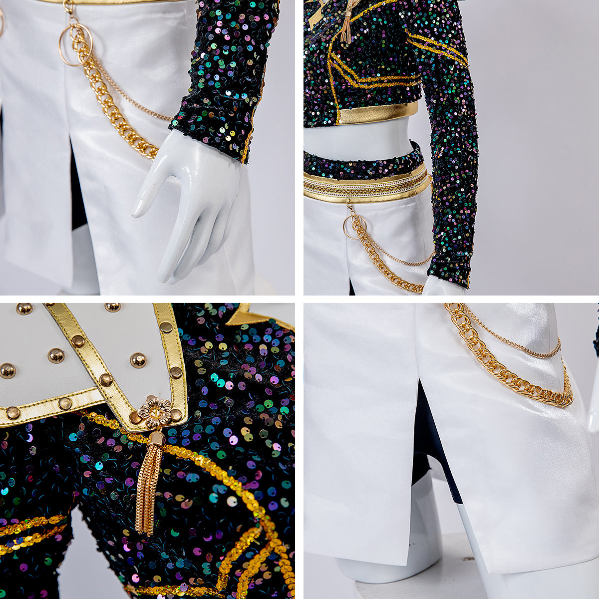 Kpop Demon Hunters Zoey Golden Black Dance Outfit Cosplay Costume-No Boots