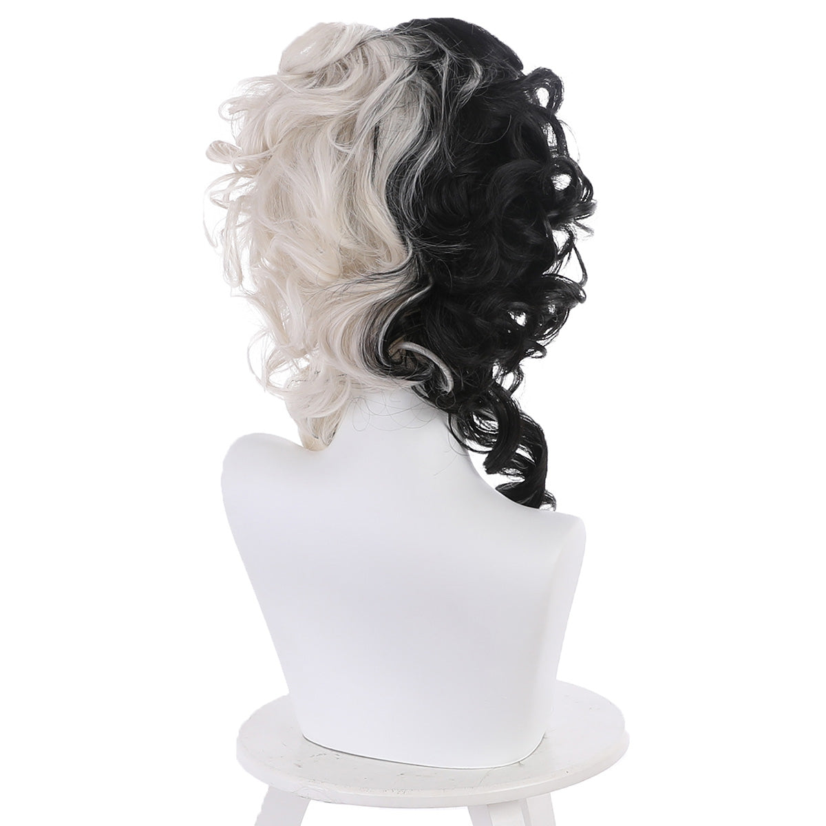 Disney Movie Cruella de Vil Black Silver Cosplay Wig D Edition
