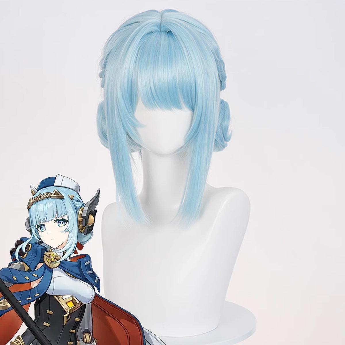 Genshin Impact Ineffa Blue Cosplay Wig