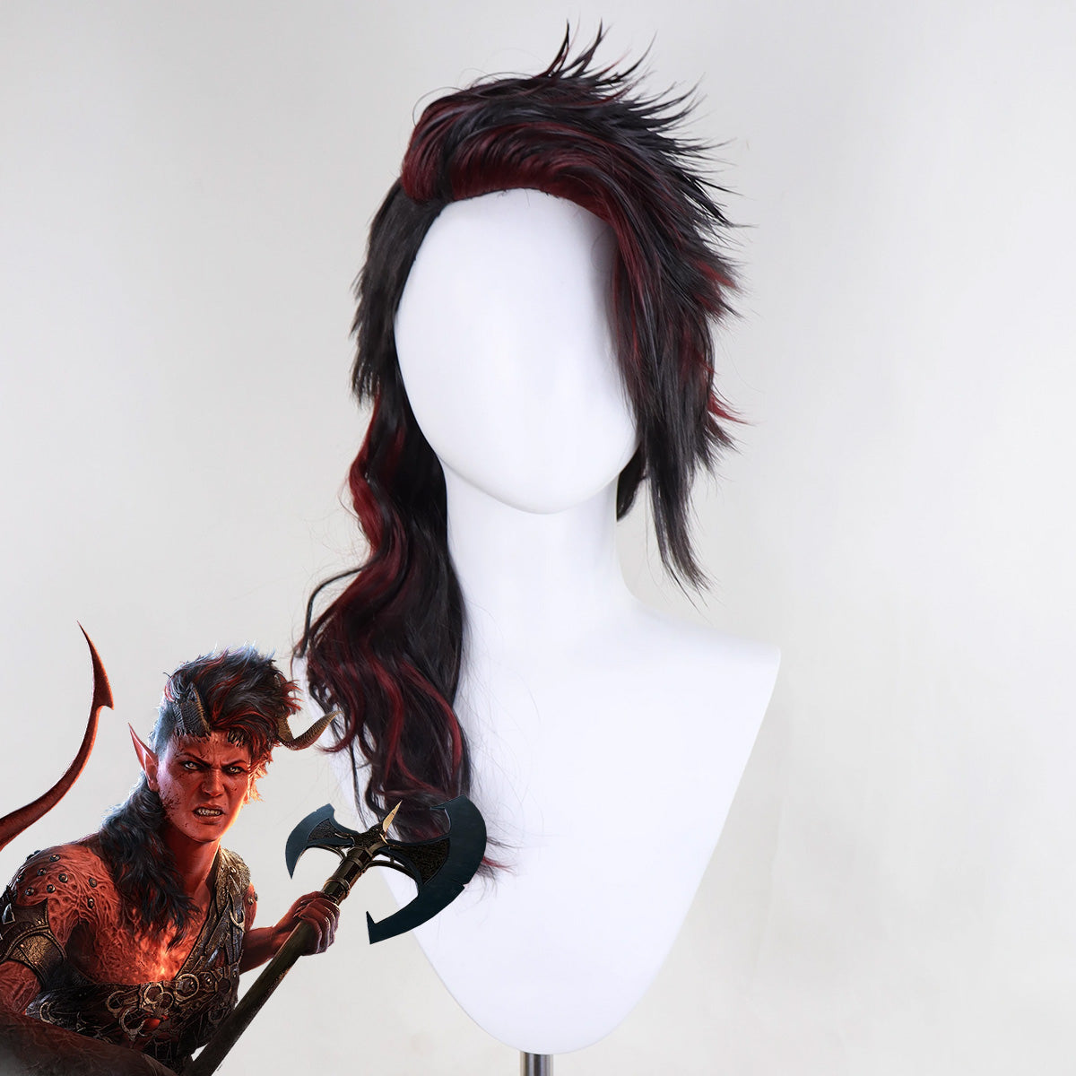 Baldur's Gate III BG3 Karlach Black Red Cosplay Wig