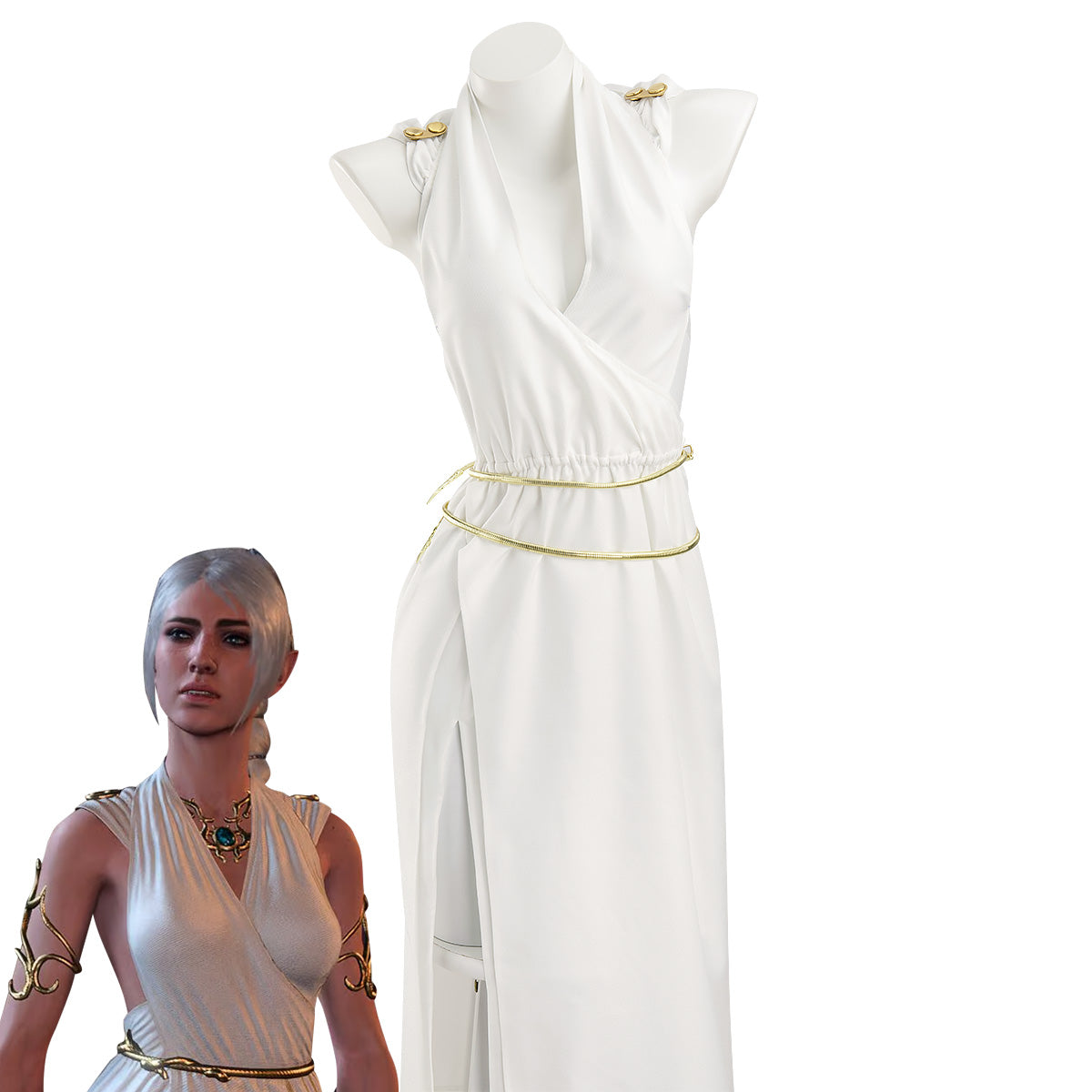 Baldur's Gate III Baldur s Gate 3 BG3 Shadowheart Elegant Robe White Dress Only Robe Cosplay