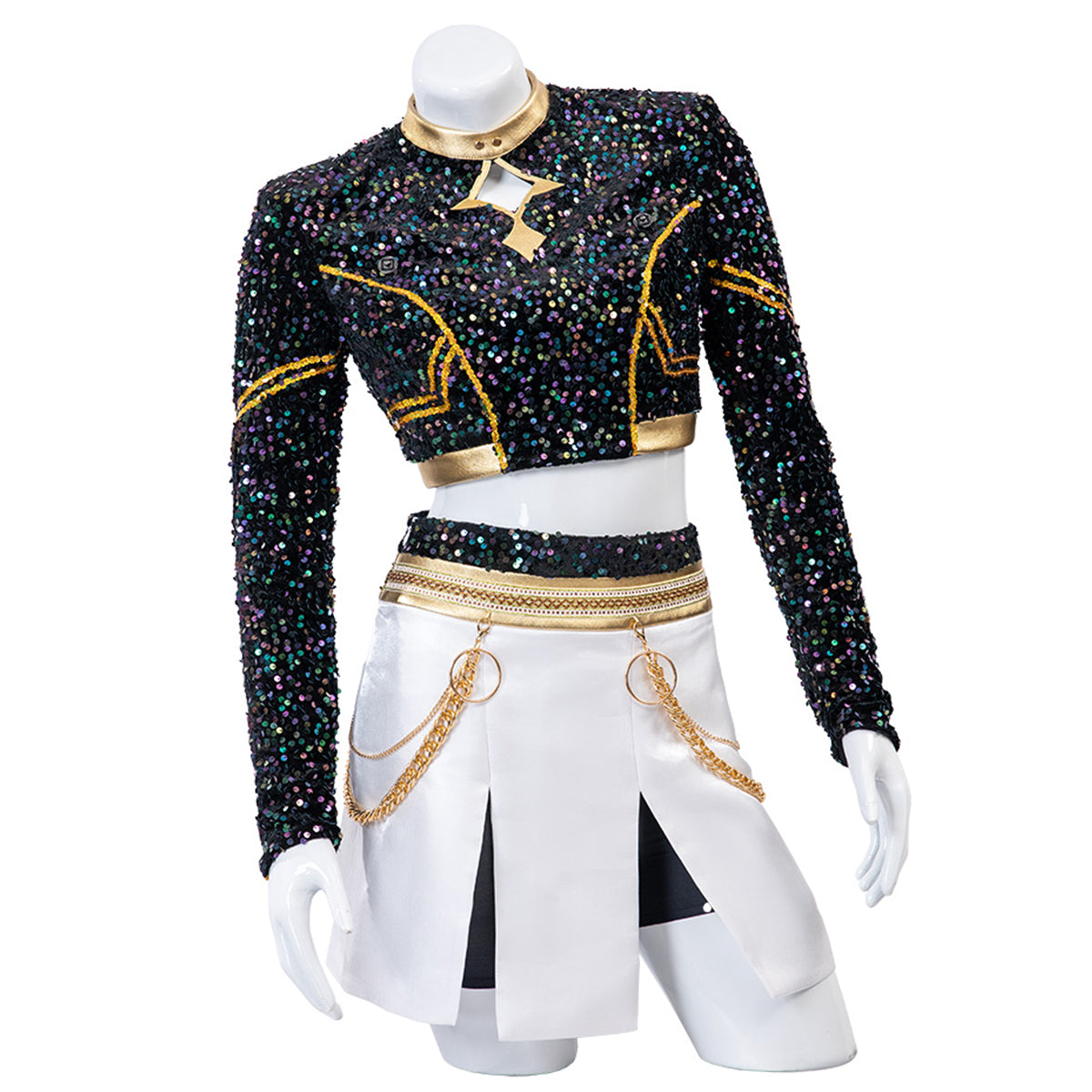 Kpop Demon Hunters Zoey Golden Black Dance Outfit Cosplay Costume-No Boots
