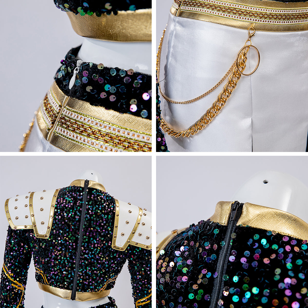 Kpop Demon Hunters Zoey Golden Black Dance Outfit Cosplay Costume-No Boots