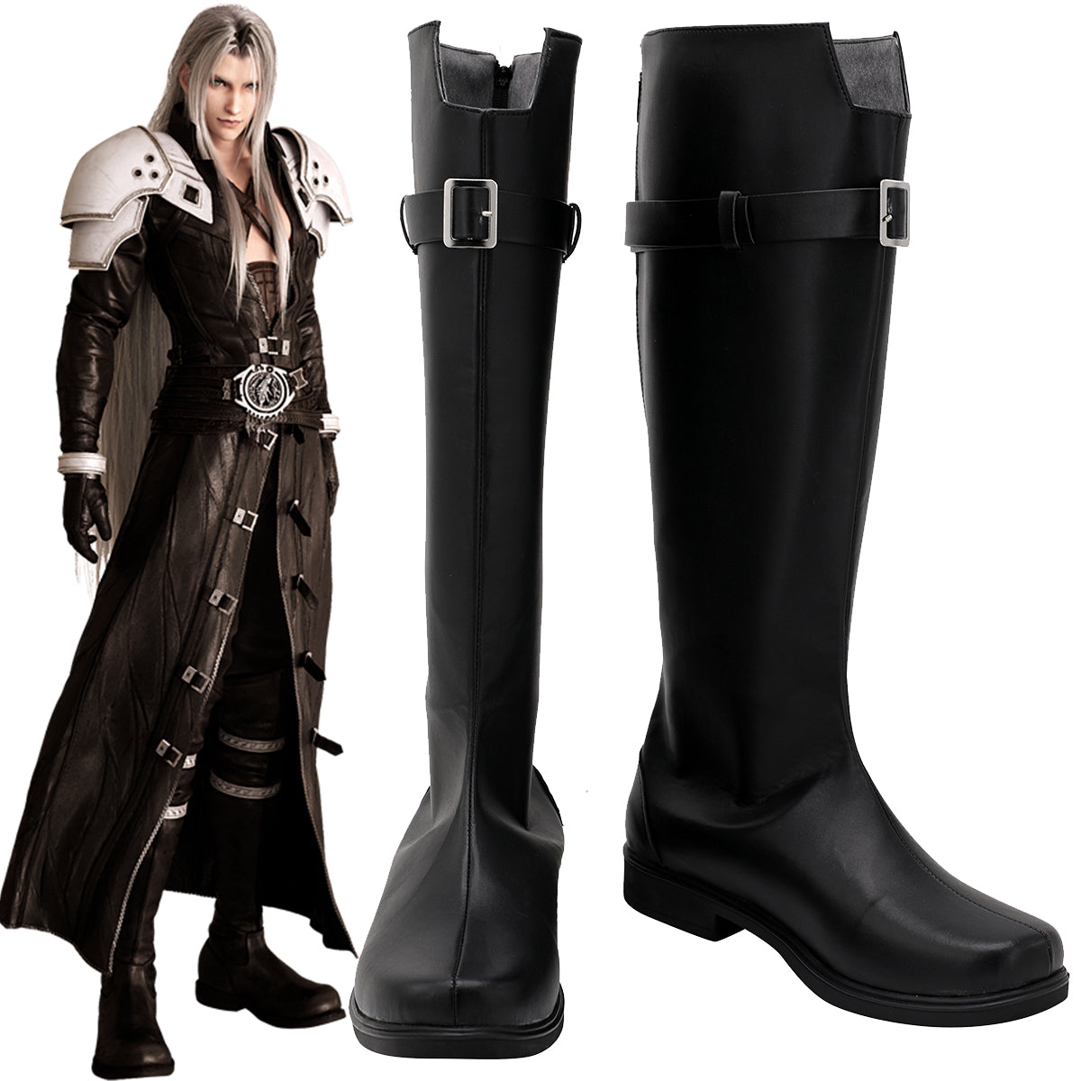 Final Fantasy VII Remake FF7 Sephiroth Black Shoes Cosplay Boots