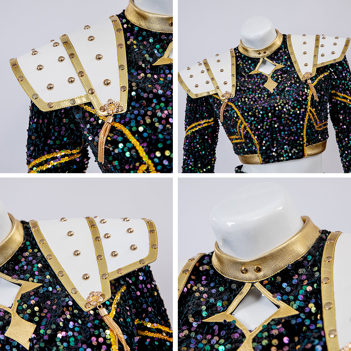 Kpop Demon Hunters Zoey Golden Black Dance Outfit Cosplay Costume-No Boots