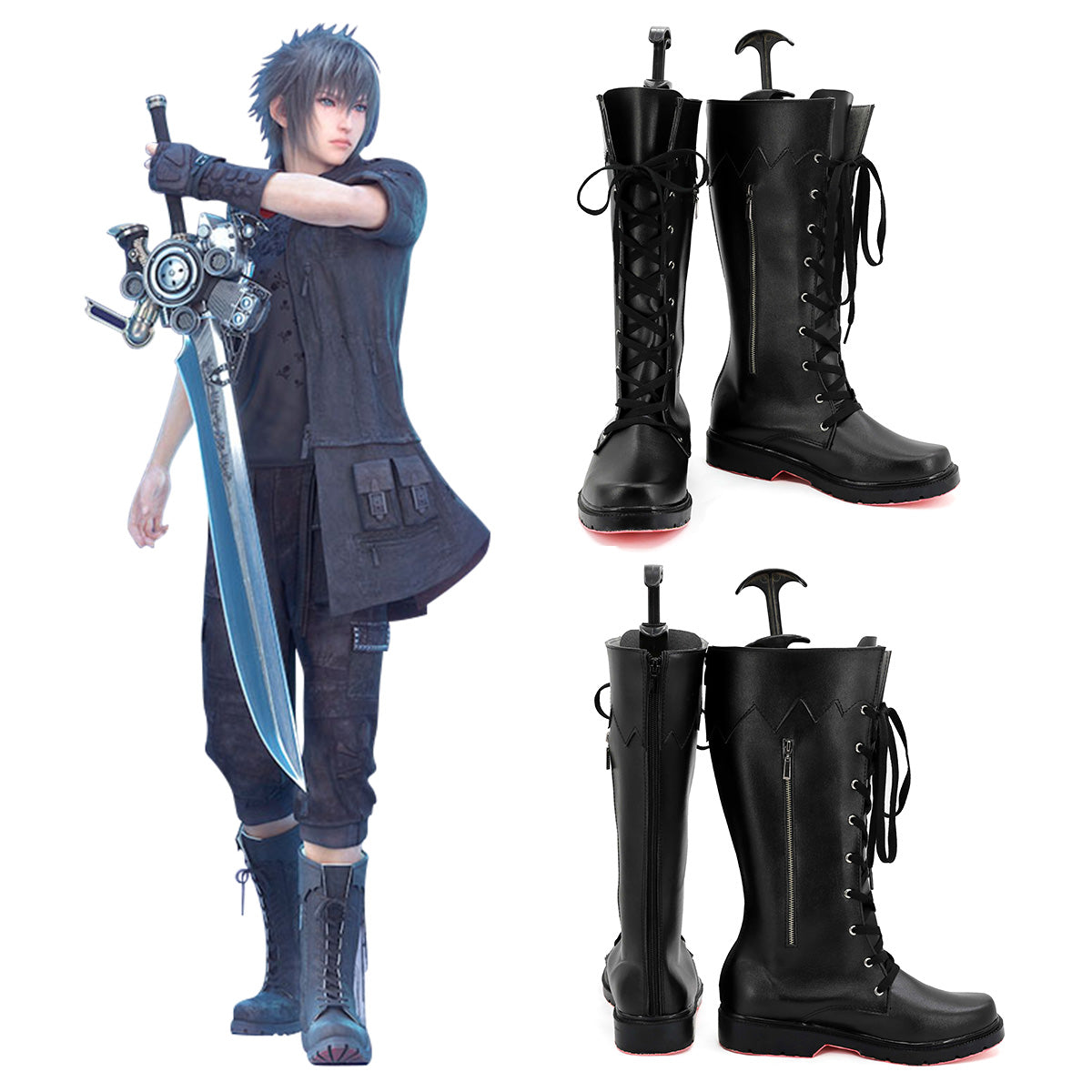 Final Fantasy XV FFXV Noctis Lucis Caelum Black Shoes Cosplay Boots