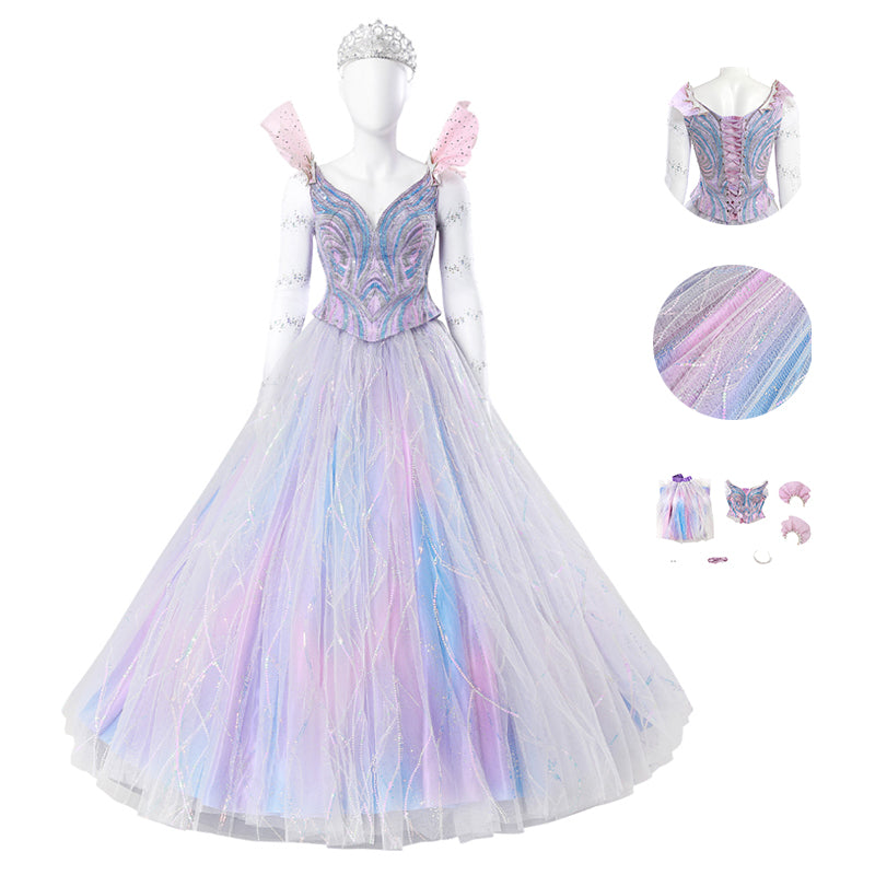Wicked For Good Glinda Fairy Purple Cosplay Costume Prom Dress Halloween Outfit