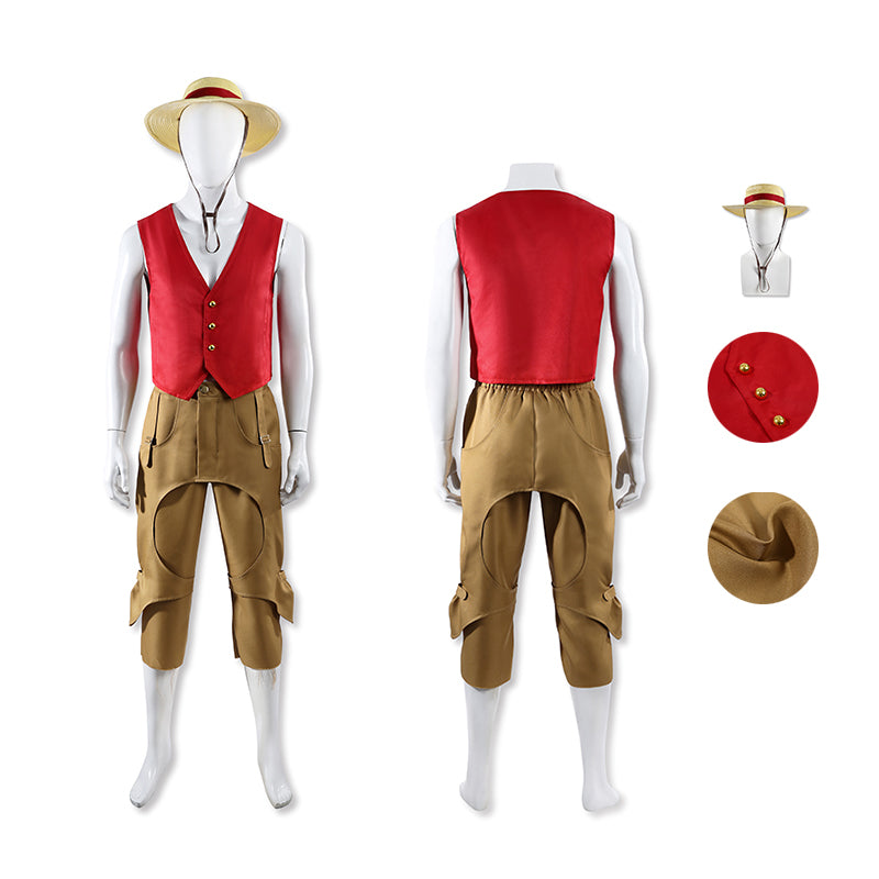 One Piece Live Action Season 2 Luffy Cosplay Costume Halloween Outfit