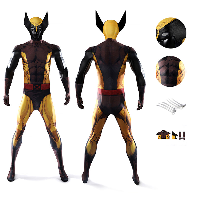 X-Men Wolverine Cosplay Costume The Brown Jumpsuit Halloween Costume