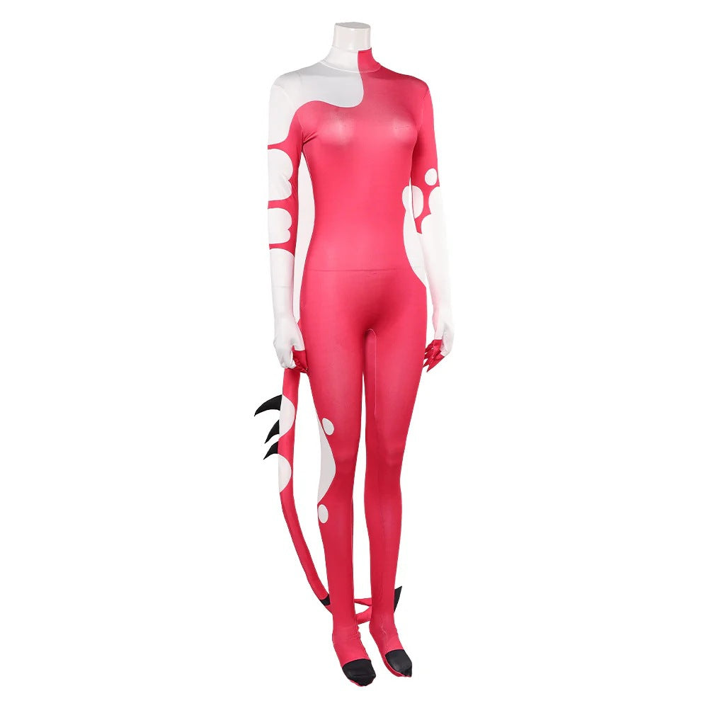Hazbin Blitzo Hotel Costume Adults Blitzo Jumpuit Pink Suit With Tail