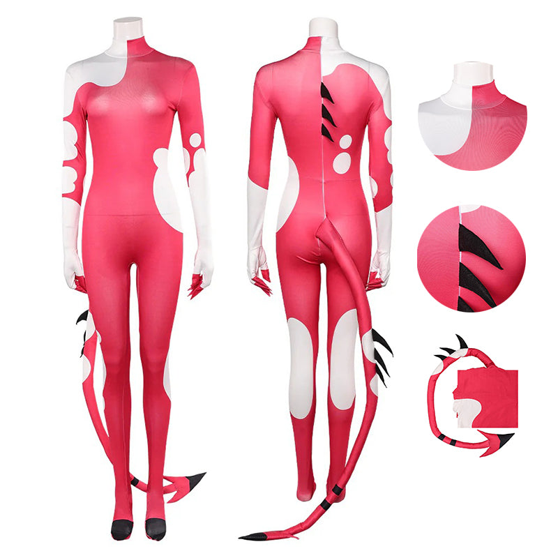 Hazbin Blitzo Hotel Costume Adults Blitzo Jumpuit Pink Suit With Tail