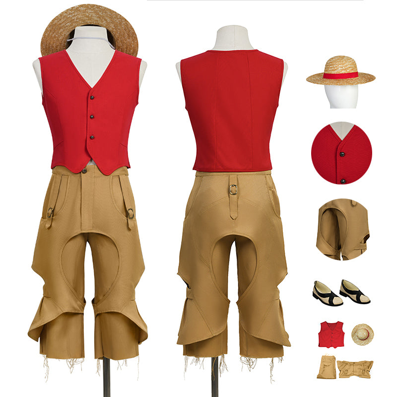 One Piece Live Action Season 2 Luffy Cosplay Costume Halloween Carnival Outfit