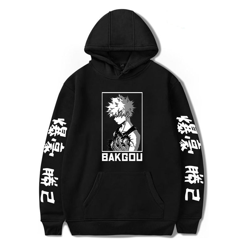 MHA Hoodie Print Academia Hooded Anime Sweatshirt Bakugou Katsuki Hoodie
