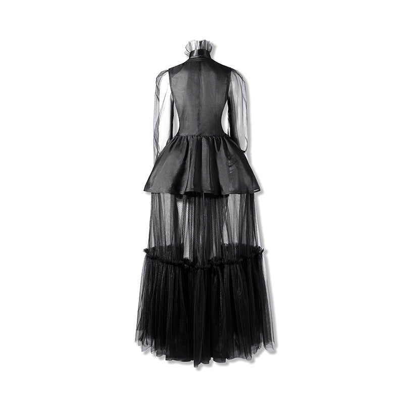 Deluxe Wednesday Season 2 Wednesday Black Dance Mesh Dress Cosplay Costume