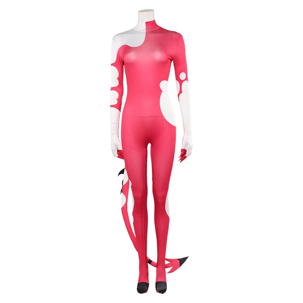 Hazbin Blitzo Hotel Costume Adults Blitzo Jumpuit Pink Suit With Tail