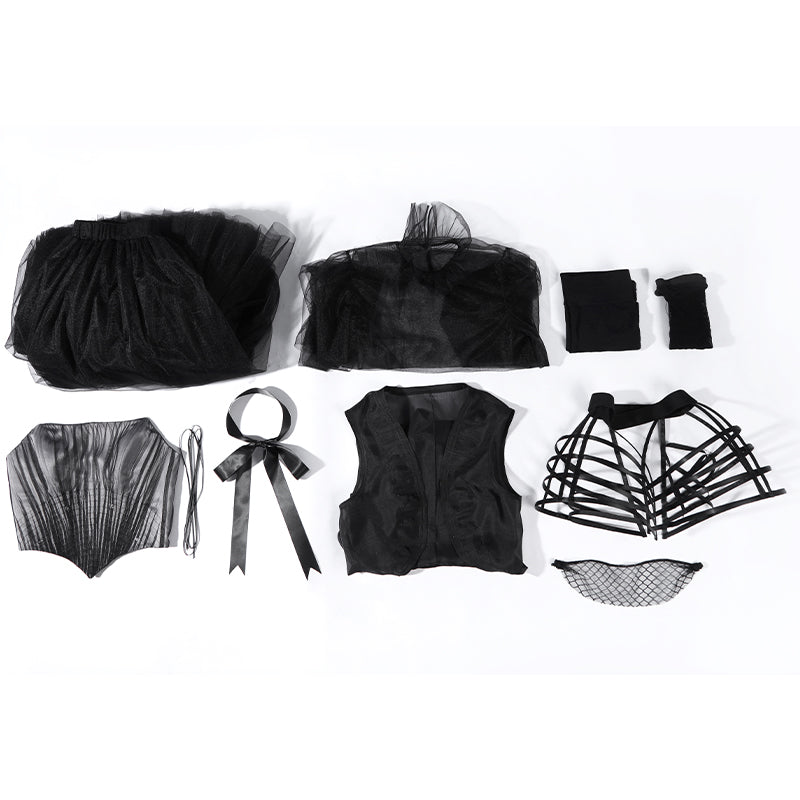 Deluxe Wednesday Season 2 Wednesday Black Dance Mesh Dress Cosplay Costume