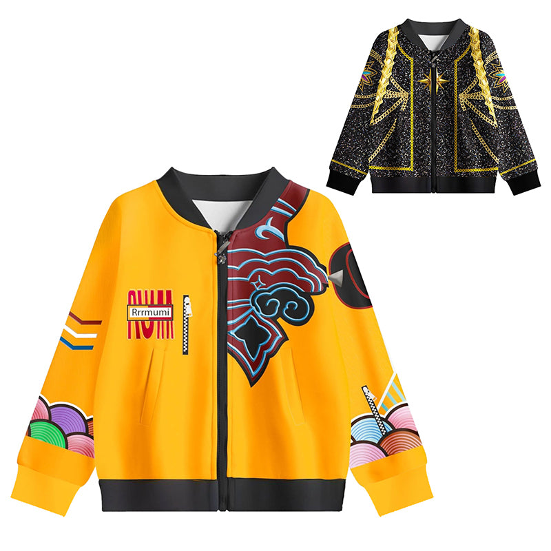 Kpop Demon Hunters Rumi Coat Cosplay Costume Yellow Black Golden Outfit