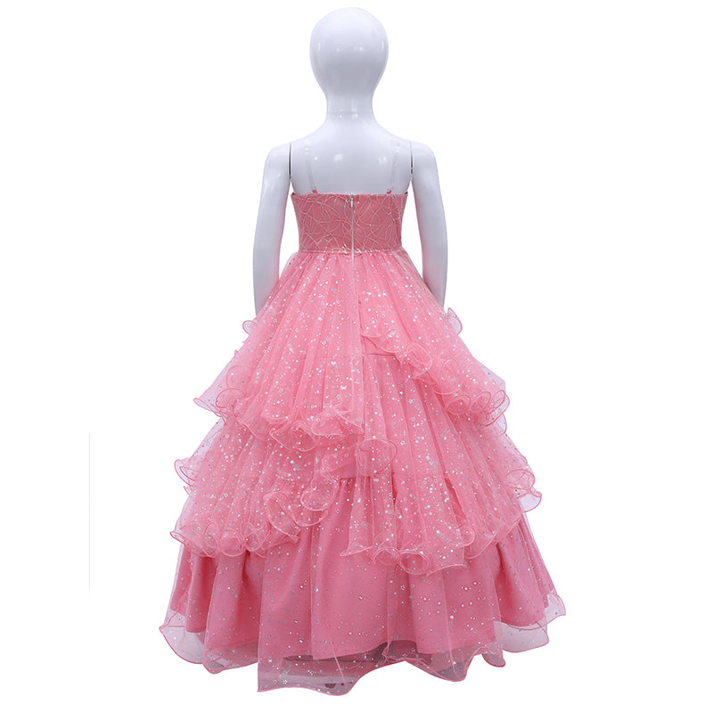 Kids Wicked Witch Glinda Cosplay Costume Pink Dress Good Witch Outfit