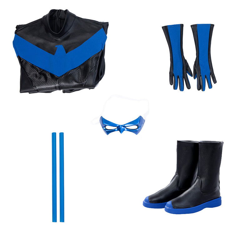 Dick Grayson Nightwing Cosplay Costume Nightwing Leather Jumpsuit