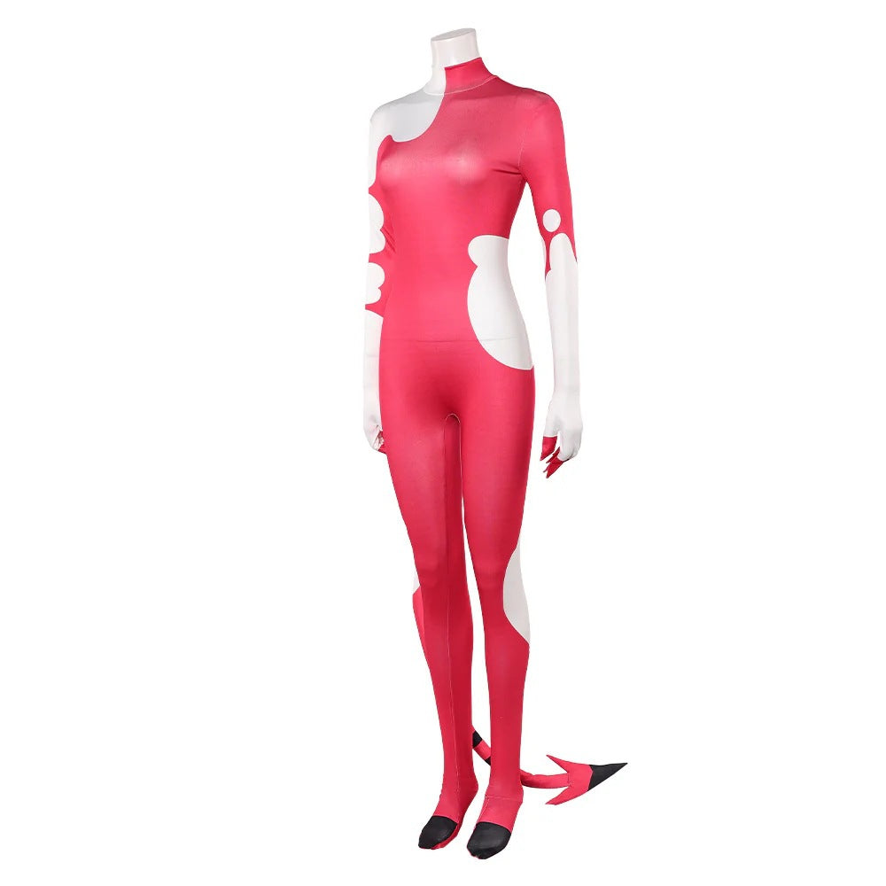Hazbin Blitzo Hotel Costume Adults Blitzo Jumpuit Pink Suit With Tail